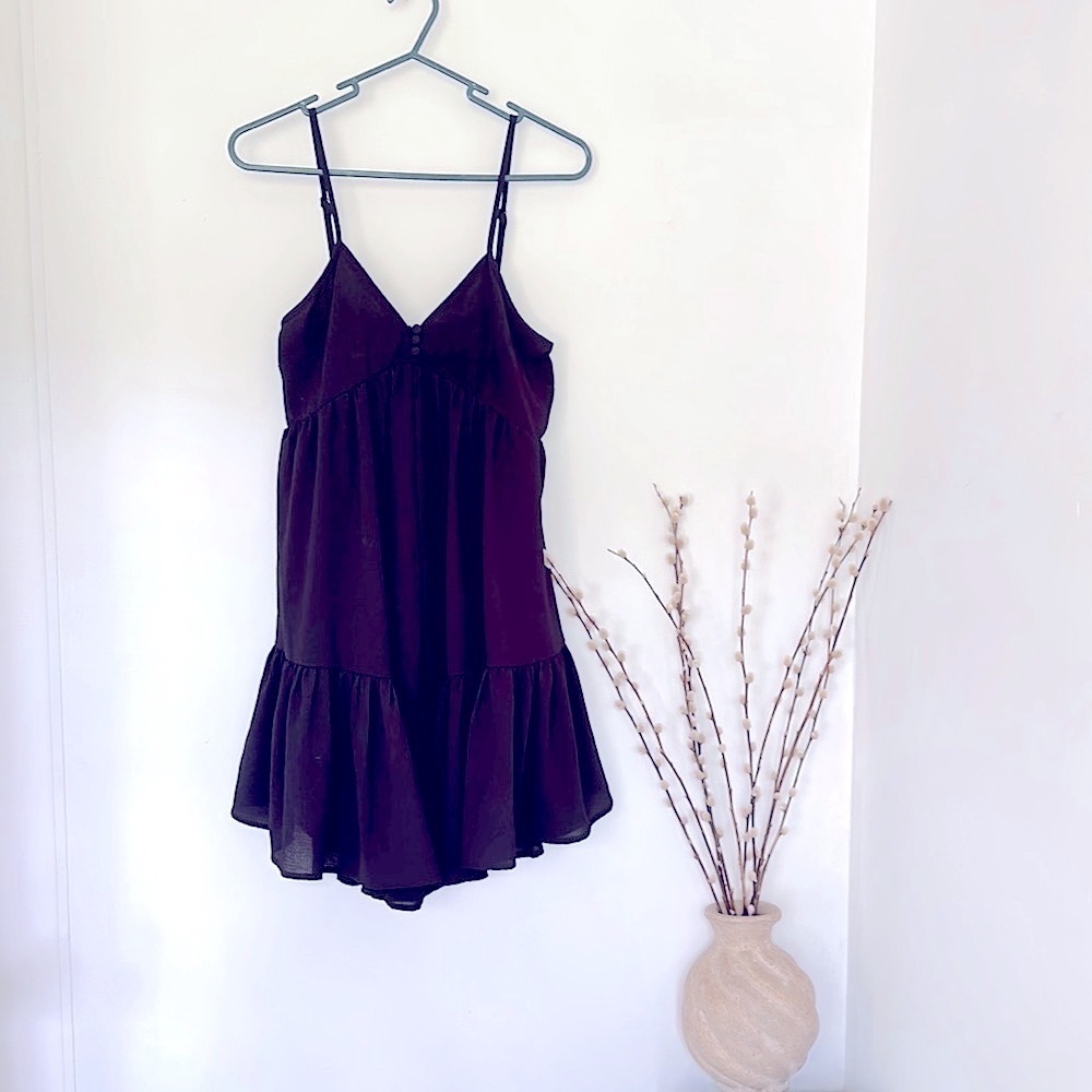 Women’s Urban Outfitters Black Tiered Adjustable Straps Fully Lined Mini Dress